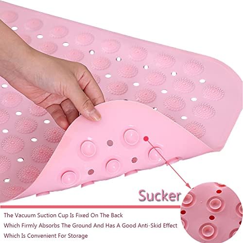 Thickoad Shower Mat,Bath Mat Non Slip,Square Bath Mat,Non Slip Shower Mat With Drain Holes and Suction Cups for Bathroom Hotel Bath Slip Mat (Pink,46 * 46cm)
