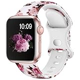 OriBear Leopard Band Compatible with Apple Watch Band 41mm 40mm 38mm 45mm 44mm 42mm 49mm for Women Girls Men, Cute Silicone Floral Replacement Wristband Strap for iWatch Series 8 7 SE 6 5 4 3 2 1 Ultra