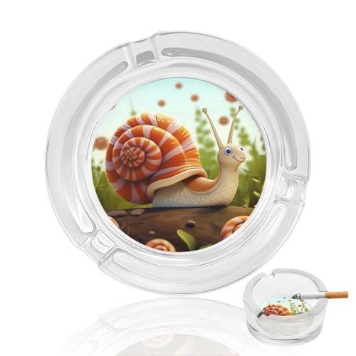 Posacenere creativo in vetro, carino lumaca stampato portatile moderno da tavolo posacenere in vetro adatto per casa ufficio