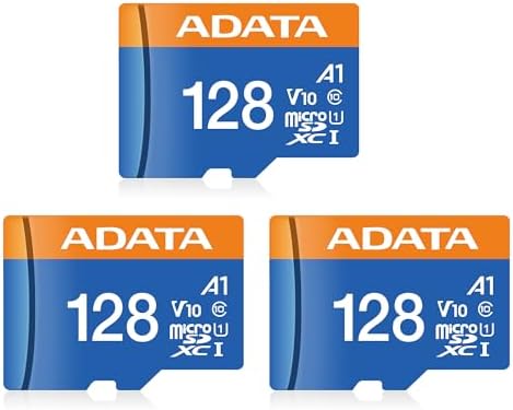 ADATA Premier 128GB 3-Pack MicroSDHC/SDXC UHS-I Class 10 V10 A1 Memory Card with Adapter Read up to 100 MB/s (128GB 3 Pack)