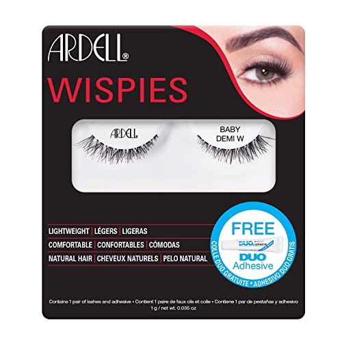 Ardell Wispies | Pestañas Postizas Baby Demi W | Contiene 1 Par de Pestañas y Pegamento