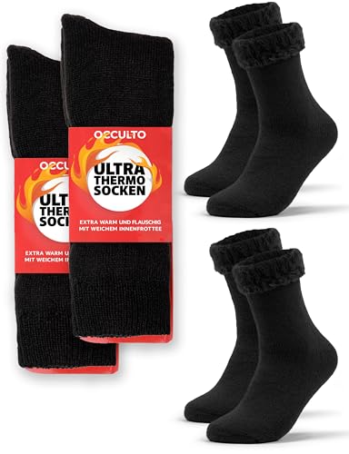 Occulto Calcetines Termicos Frio Extremo para Mujer & Hombre 2 Pares (modelo: Yuki) Negro 39-42