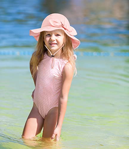 Baby Girl Sun Hat With Upf 50+ Outdoor Adjustable Beach Hat With Wide Brim Bucket Hats (0-6 Months, 1Pcs-White Pink, 0_Month) #TOP6