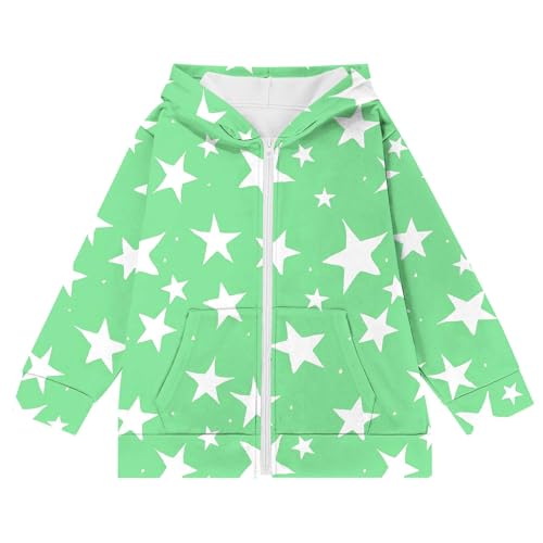 Girls Star Print Zip Up Hoodies Cute Long Sleeve Oversized Hooded Sweatshirt Trendy Casual Track Jacket with Pockets4