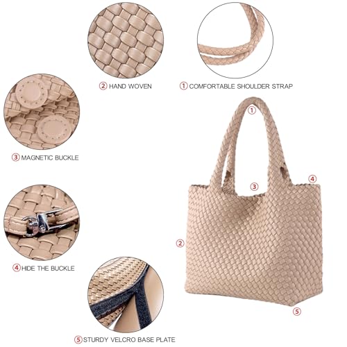 Image of JINMANXUE Fashion Woven Bag Shopper Bag Travel Handbags and Purses Women Tote Bag Large Capacity Shoulder Bags