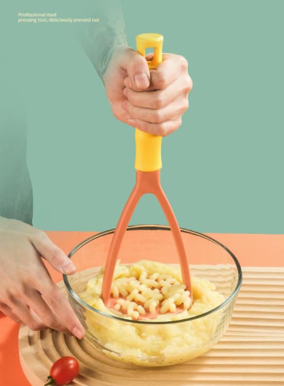 Potato Masher - Manual Kitchen Masher, Non-Scratch, 11 Inch, For Potatoes, Avocado, Baby Food, Pumpkin, Yellow & Brown - View #8