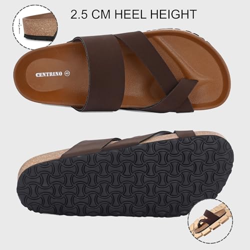 Image of Centrino Men's Berkin-Style Slip-On Sandals | Open Toe Design | Soft PU Footbed | Lightweight & Comfortable | Arch Support | On-Grip Sole | Casual Outdoor Wear (6864)