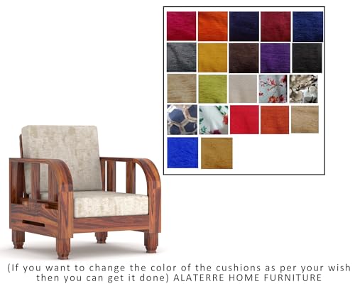 Image of Sheesham Wood Sofa Set Wooden Sofa Set Furniture, Modern Sofa Set, Unqiue Comfort Sofa Set, 5 Seater Sofa Set with Cushions, Without Pillow, (Sofa Set 3+1+1) Honey Finish
