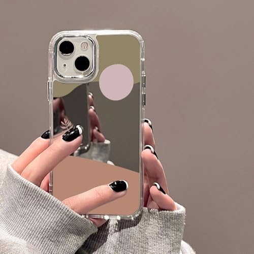 WSDSMS Funda con Estampado de Leopardo para iPhone 15, Funda Abstracta de TPU Suave a Prueba de Golpes con Espejo de Maquillaje, K224, para iPhone 13, 11, 12, 14 y 16 Pro MAX