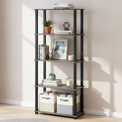 Image of JD FRESH 5-Tier Wooden Open Shelf Rack /Table Corner Display Rack /Storage Shelf Stand /Multipurpose Shelf for Living Room, Bedroom, Home Office Display (Cambridge, Walnut)