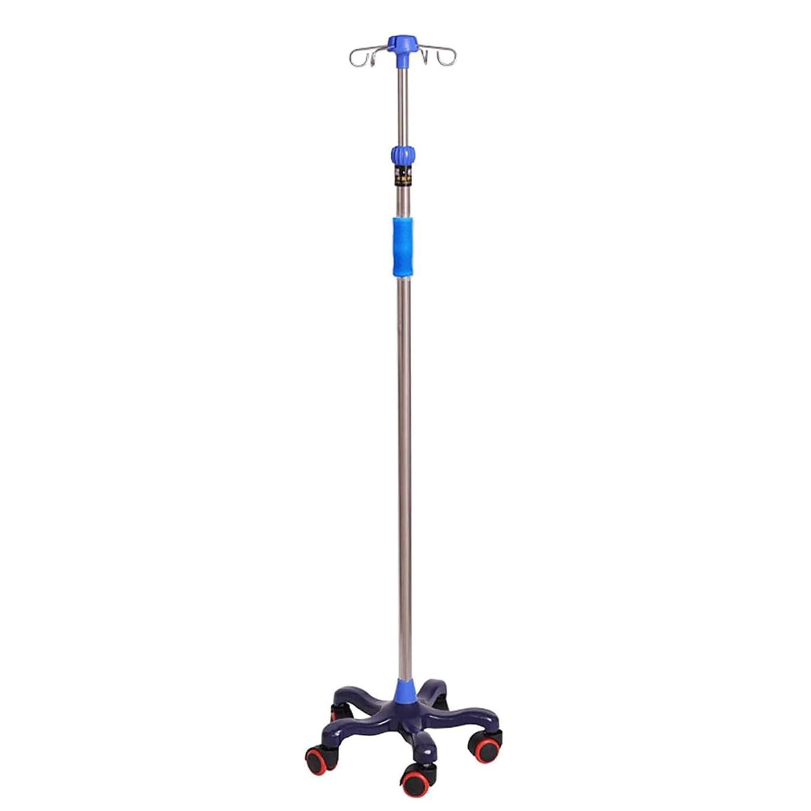 Asta Porta flebo in Acciaio Inox con 4 Ganci Asta Porta flebo Porta flebo Regolabile in Altezza Asta Porta flebo con Ruote Asta Porta flebo con rotelle