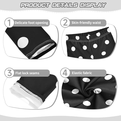 Classic Black White Polka Dot Leggings for Girls Yoga Pants Dance Tights Trousers Slim Long Pants, 4T3