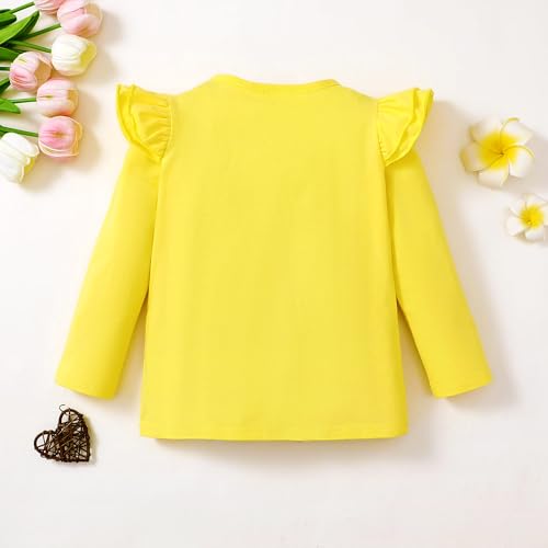 Image of Magic Park 1-14Y Toddler Ruffle T Shirt Girls Solid Color Blouse Kids Girl Short Long Sleeve Tops Casual Tee