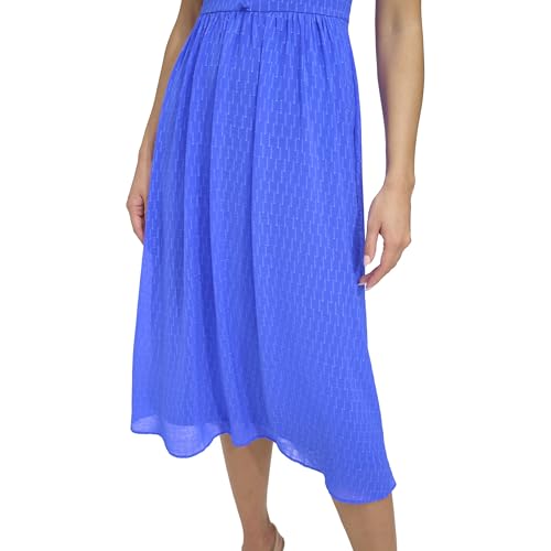 Image of DKNY Women's Short Sleeve V-Neck Midi Dress Straight Hem Dress