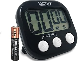 Smiths® Digital Kitchen Timer - Black | Large Countdown Clock | Battery Included | Loud Alarm | Big Digits | Magnetic, Kickstand & Hanging Hole | Very Easy To Use | 1 Year Guarantee