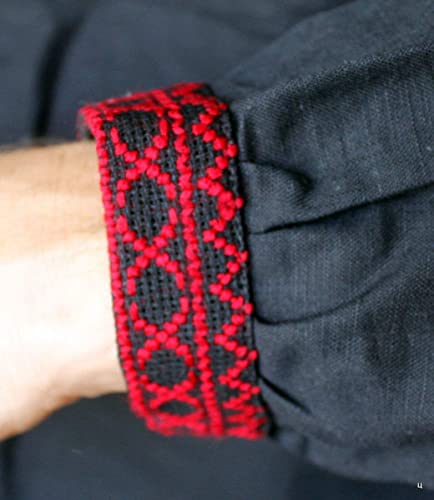 Rushnichok Vyshyvanka Men's - Embroidered Shirt - Black red Shirt - Ukrainian Ornaments - Linen Wedding Shirt2