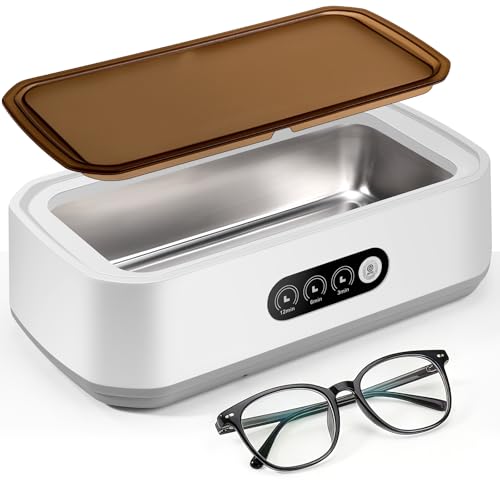 Ultraschallreinigungsgerät 49000Hz-mit 3 Timer-Modi,Brillenreinigungsgerät 650ml Ultrasonic Cleaner,Ultraschallreiniger mit Digitalanzeige für Brillen,Schmuck,Uhren, Münzen Silbrig