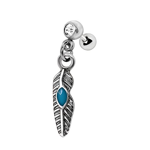 Cocobul Body Jewelry 316L Stainless Steel Tribal Feather Cartilage Earring