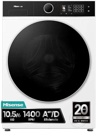 Hisense WD5I1045BWQ - Lavadora secadora 10,5 Kg lavado, 6 Kg seca...