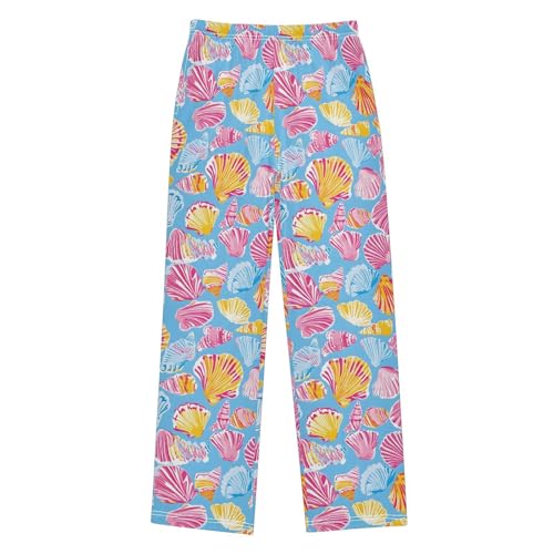 Pink Yellow Shelll Pajama Pants Soft Sleep Bottoms Long Pjs S
