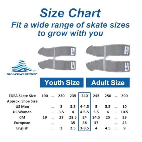 Skating Spirit Skate Boot Covers for Roller Skating Figure Skating Easy-on Easy-Off Youth and Adult (1 Pair) (Black, Youth)