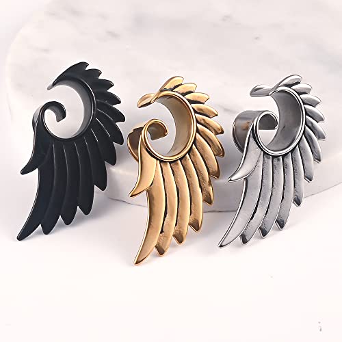 Vankula 2Pcs Free-Wings 316 Stainless Steel Ear Hangers Weight Ear Gauges Piercing Plug Pair Selling 2G Body Jewelry #TOP4