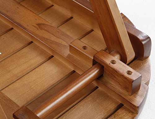 Bplusz Small Wood Round Folding Side Table, Plant Stand, Nightstand Adirondack Portable Brown 19.1" D X 19.1" W X 19.85" H #TOP2