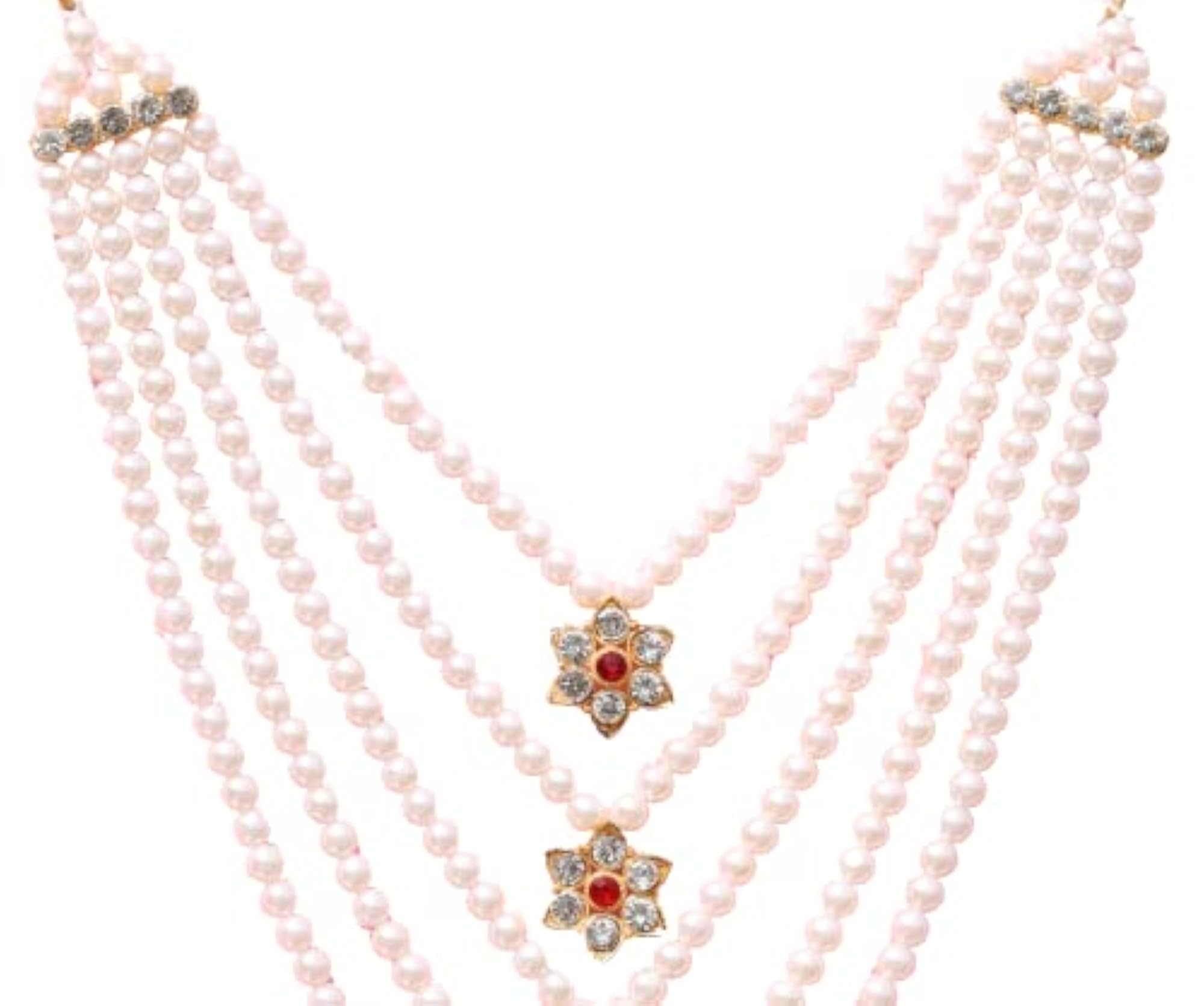 Men's Handmade Pearl Stone & AD Necklace for Weddings