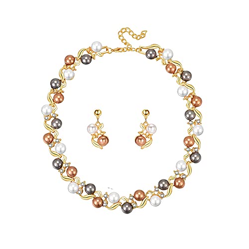 Confezione Elegante: Questa parure rappresenta una scelta raffinata quando cerchi qualcosa speciale. La combinazione collana orecchini coordinati offre un insieme armonioso pronto essere indossato immediatamente. Ottima soluzione quando desideri rinnovare collezione gioielli oppure completare look importante.