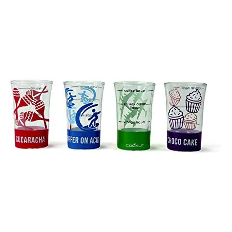 Cookut CTEASHN Easy 4 Cocktail Recipes On Shot Glass Cover