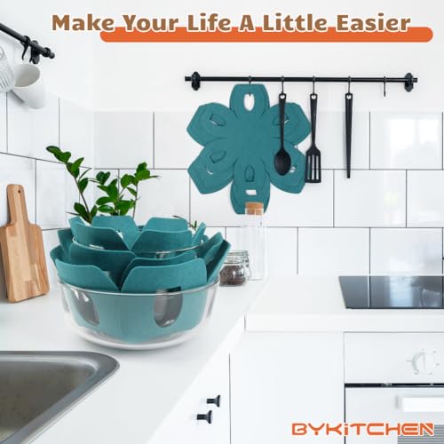 BYKITCHEN Pfannenschoner, 6 Stück Pfannenschutz Stapelschutz, Dicker 3 Verschiedene Größen Pfannenschoner Filz, Topfschoner für Pfannen Töpfe Schüsseln Schutz