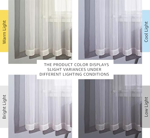 Image of NICETOWN Sheer Curtains Panel 72 inch Long - Ring Top Window Treatment Sheer Voile Drapes for Bedroom /Living Room (White, Set of 2, W54 x L72)