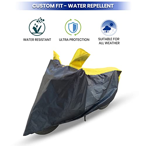 Image of Hunter 350 Two Wheeler Bike Cover Accessories - Dustproof - UV Protection - Premium Bike Cover Black Yellow