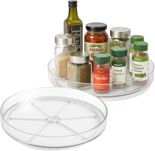 Image of Zollyss Rotating Tray for Kitchen Organiser, 360 Rotating Lazy Susan Organiser, Spinning Tray for Kitchen Cabinets, Pantry, Spices, Makeup, Vanity & Countertop Storage, 1 Pc