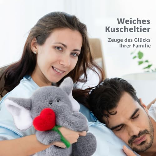 BEJOY Plüsch Elefant Teddy mit Herz Rose Plüschtiere Valentinstag Spielzeug – Bild 5