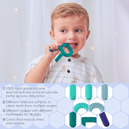 Image of ERKOON Sensory Chew Toys for Autistic Children, 4 Pack Silicone Chewy Tube Oral Motor Tools for Sensory Kids with Autism, Biting, ADHD, SPD, Chewies with Special Needs, Teething Sticks Toys