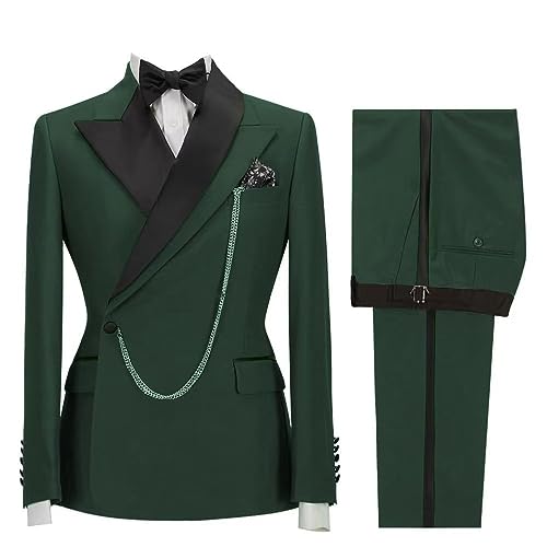 HZUOU Men's Tuxedo Suit Slim Fit 2 Piece Sets Formal Wear One Button Peak Lapel Wedding Groom Tuxedo HZH12