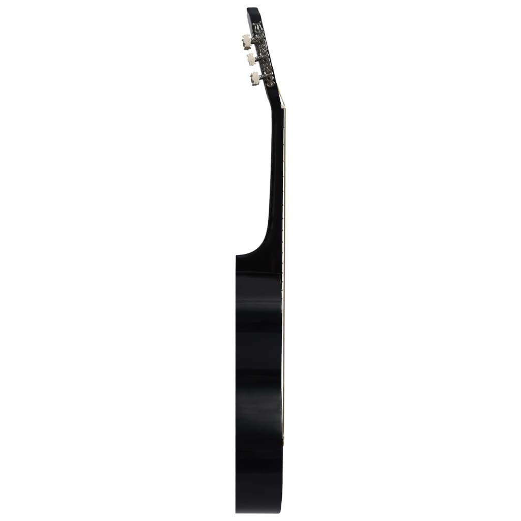 38 Pulgadas Guitarra Acústica con Cuerdas de Acero para Principiantes Adultos y Estudiantes, Elegante Diseño de Color Único (Negro)