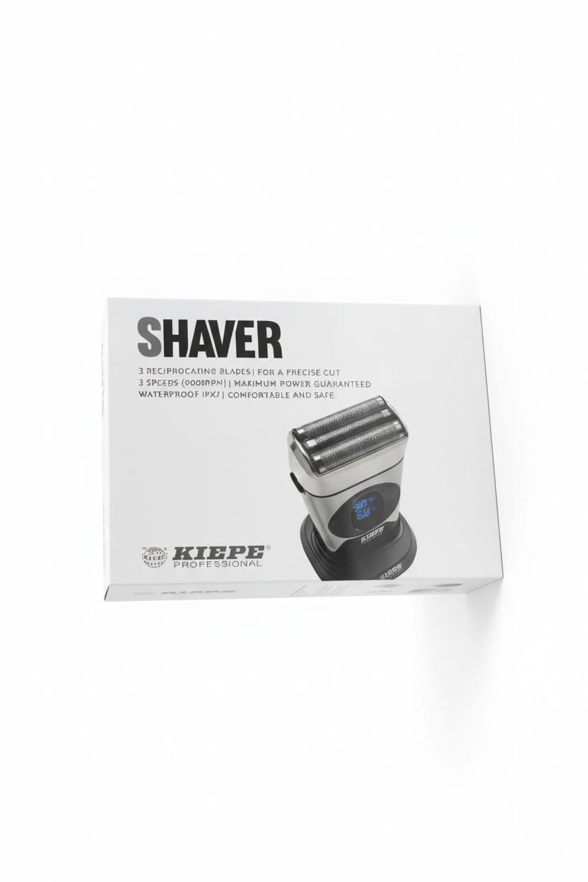 Kiepe6362 Shaver 6540.1- Rasoio professionale in pellicola color argento, disinfezione UV, batteria da 1400mAh, caricatore USB-C