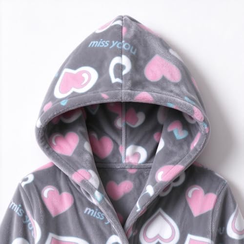 Image of Girls Soft Fleece Robes Plush Hooded Bathrobes Sleepwear for Kids 2-16 Years