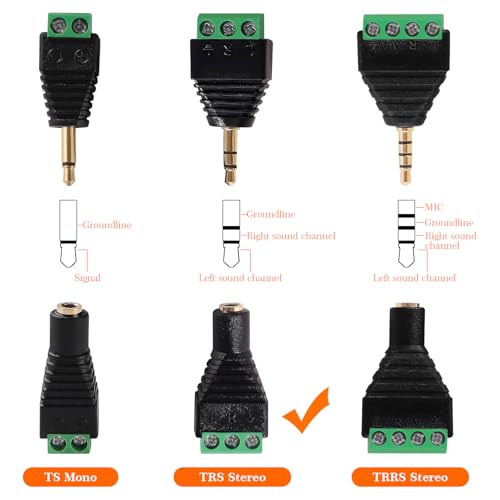 KUOQIY 6 PCS 3.5mm Screw Terminal, 3.5mm Stereo TRS Audio Video Female to 3 Pin Female Screw Terminal, Headphone Balun Solderless Converter Adapter with Screwdriver - Image 4