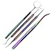 LAJA Imports Dental Instruments Hygiene KIT - Set of 4 Dentist Tools Multi Titanium Rainbow Color