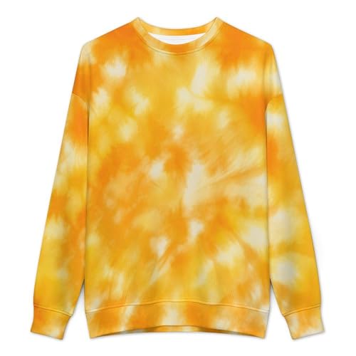 MoBlinko Sweaters for Men Yellow Tie Dye Mens Crewneck Sweater Long Sleeve Lightweight Pullover2