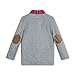 Hope & Henry Boys' Long Sleeve Polo Shirt with Woven Collar and Elbow Patches, X-Small, Dark Gray Heather with Red Holiday Tartan