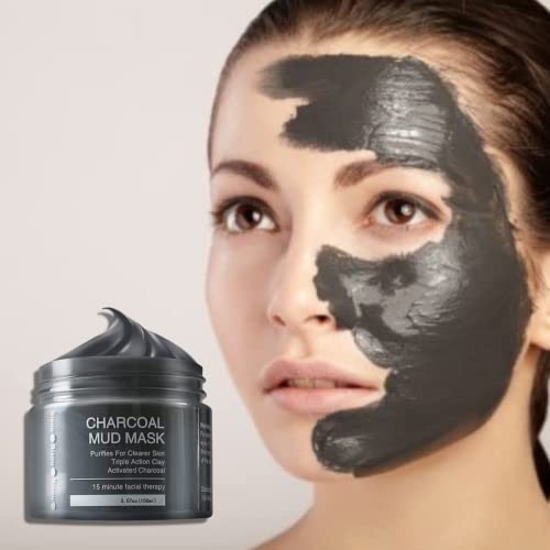 Bisou Bisou Bisou Charcoal Mud Mask Set With Brush Charcoal Facial Mask Charcoal Peel Off Mask, Charcoal Mask, Charcoal Face Mask For All Skin Types With Brush #TOP6
