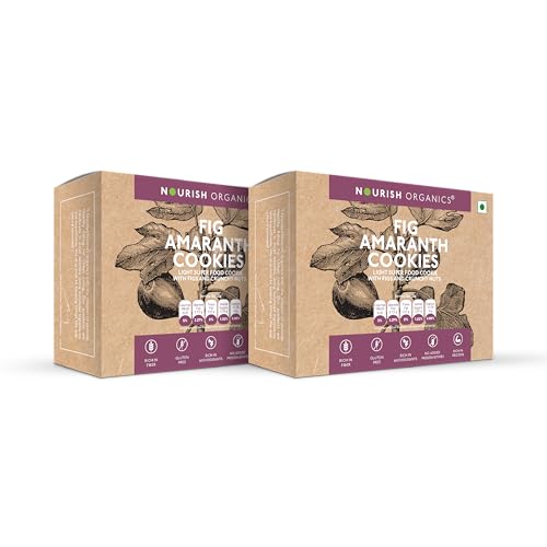 Image of Nourish Organics Fig Amaranth Cookies, 110g | Figs & Crunchy Nuts | Gluten-Free | No Refined Sugar | High Fibre | Clean Label | Healthy Snack (Pack Of 2)