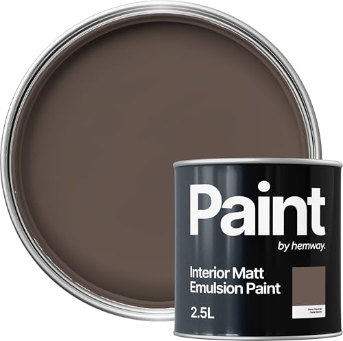 Hemway Cedar Brown Paint 2.5 L, Indoor Matt Finish, One Coat, Wall Paint, Acrylic & Water-Based Emulsion, Quick Dry & High Coverage for the Kitchen, Bathroom & Bedroom Walls & Ceiling