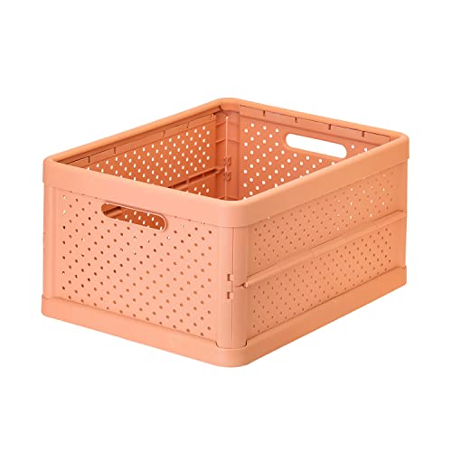 VIGAR - Caja de Almacenaje - Plegable - 46 x 36 x 24,5 cm - Organizador de Armario - 90% Plástico Reciclado - Cesta Ropa, Zapatos o Juguetes - Naranja