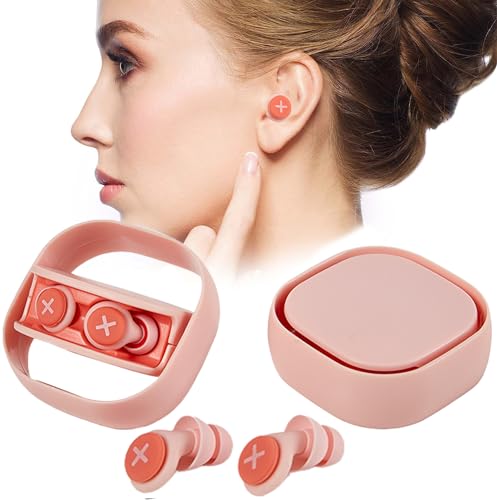 ZOTIMO Ear Plugs for Sleeping Noise Cancelling, Soft Silicone Reusable Silicone Ear Plugs for Sleep, Work, Study, Swimming, Concerts Noise Reduction, Comfortable Hearing Protection(MISTY ROSE)