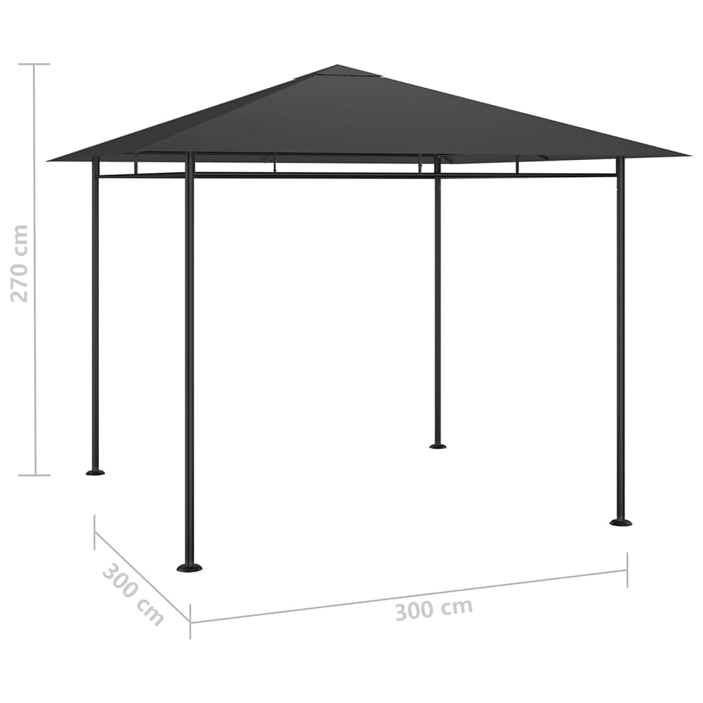 Pawilon składany, 3 x 3 x 2,7 m, antracytowy, 180 g/m², ze stali, namiot imprezowy, pawilon grillowy, ochrona przed warunkami atmosferycznymi, kompaktowy
